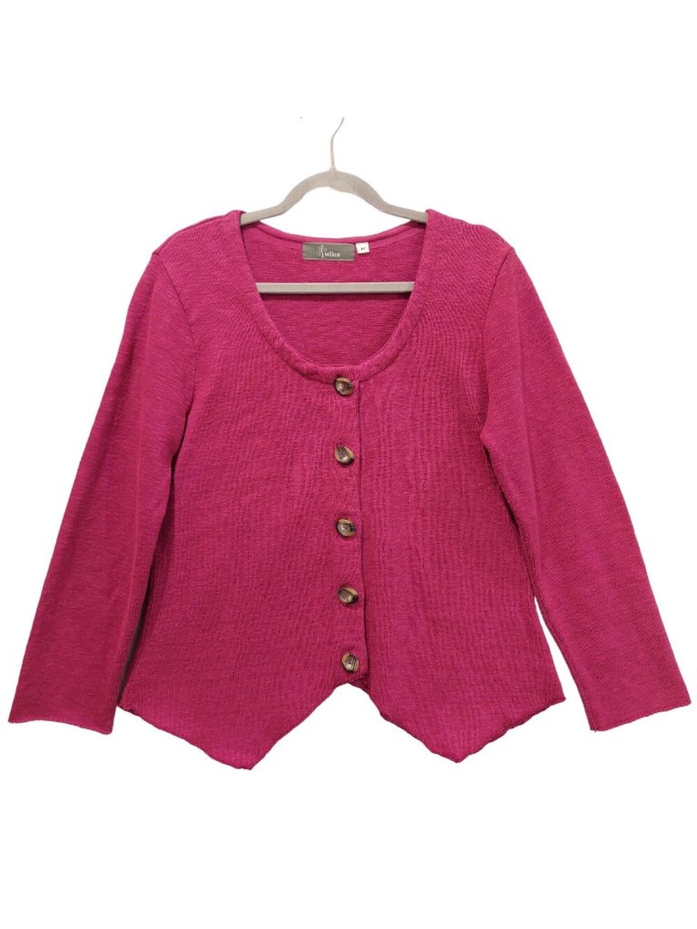 Willow sweater Womens M dark pink handkerchief hem buttons cardigan feminine